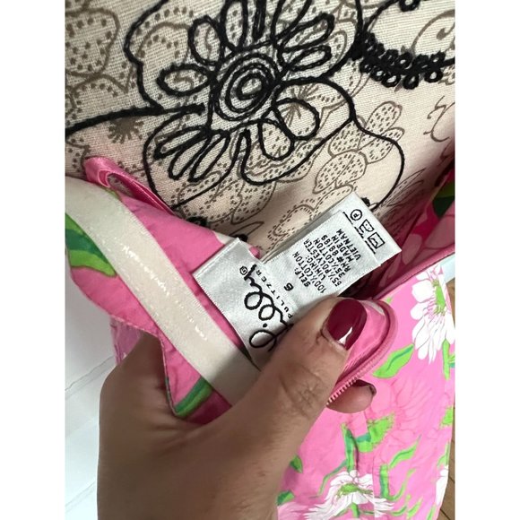 LILLY PULITZER Pink Flower Strapless Dress Sz 6 - Picture 6 of 6